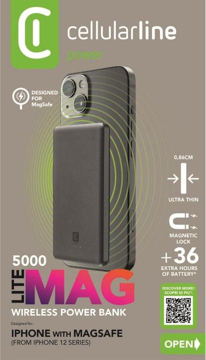 Immagine prodotto Cellularline Cellular Line Power Bank 5000mAh MagSafe Grigio (5000 mAh, 20 W)