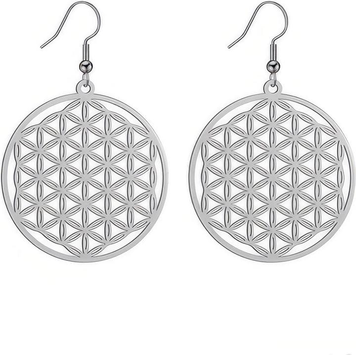 Perlstein Blume des Lebens Ohrringe (Metall)