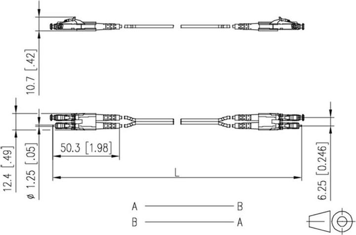 Produktbild Metz Connect 151S1JOJO10E. Kabellänge: 1 m, Lichtleitertyp: OM4, Anschluss 1: 2x LC, Anschluss 2: 2x (CAT6, 1 m)