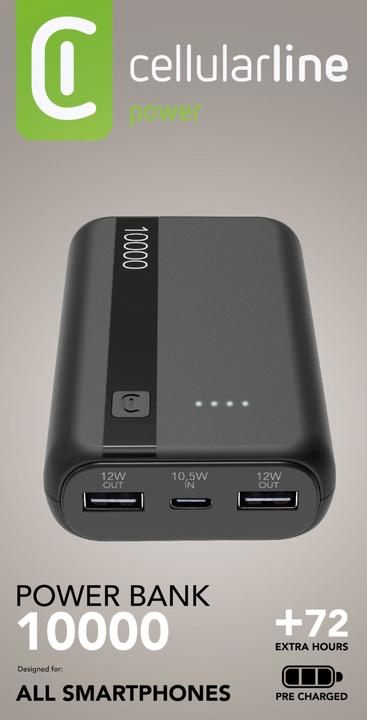 Produktbild Cellularline Power Bank 10000 - Black (10000 mAh, 12 W)
