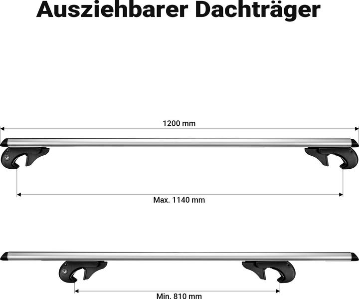 Produktbild Wiltec Dachträger Universal 120cm Dachgepäckträger 90 kg Gepäckträger Aluminium