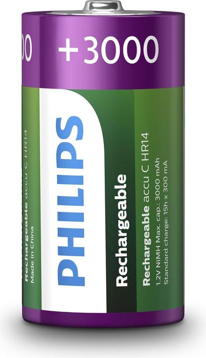 Produktbild ProPlus Philips Batterien C 3000 mAh 2 Stück im Blister (2 Stk., C, 3000 mAh)