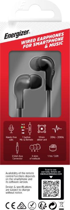 Actual product image Energizer Wired headphones - CIA5 - jack / aux 3.5 mm, black (Cable)