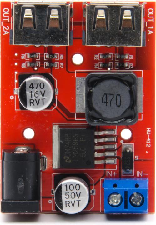 Actual product image Purecrea 5V 3A LM2596 Dual DC-DC Step-Down with USB