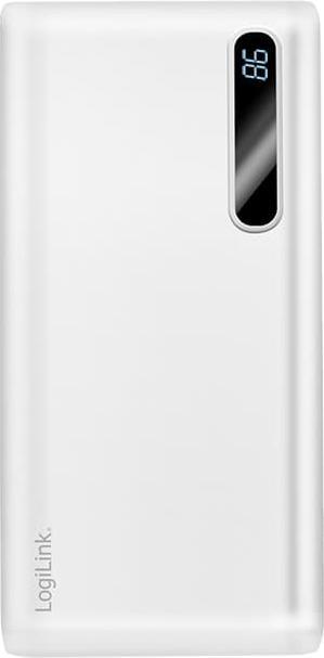 Produktbild LogiLink Powerbank 10000 mAh, 2x USB-A, 2-in-1 Kabel, mit Display, weiss (10000 mAh)