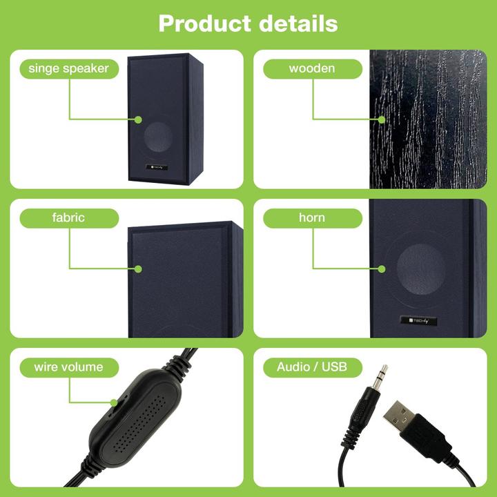 Actual product image Techly Wooden Speaker Set for Notebook