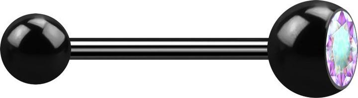 Star Piercing Micro Barbell schwarz mit Kugel und Kugel Kristall multicolor (ohne Messing, Chirurgenstahl 316L)