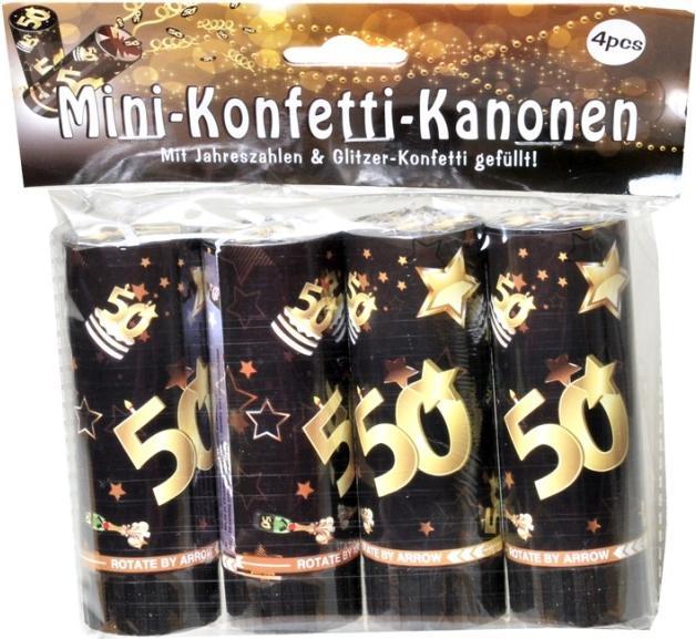 Actual product image UdoS Mini confetti cannon for a 50th birthday in black & gold - 4 pieces