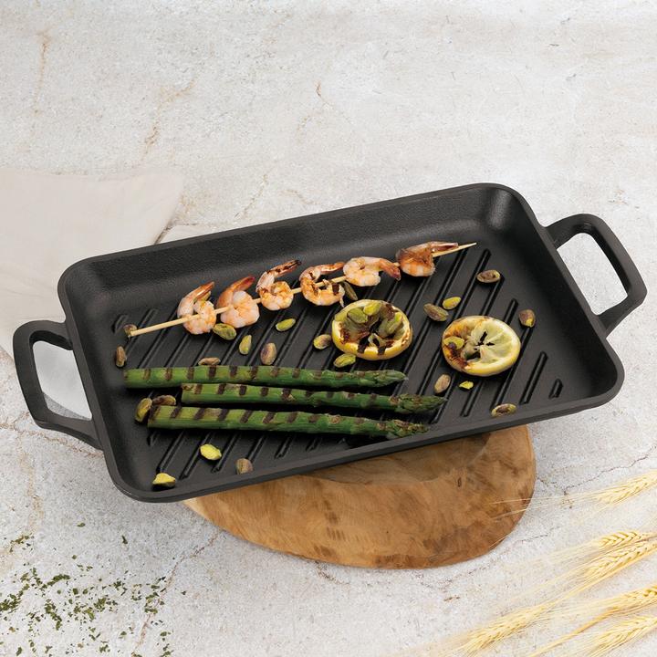 Actual product image BerlingerHaus Grillplatte aus Gusseisen mit Griffen, rechteckig, 33 x 22 cm