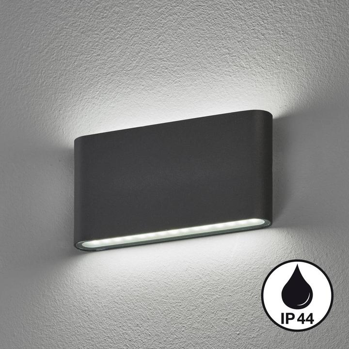 Actual product image Fischer & Honsel Honsel Scone LED wall light 2-fold 10.4W warm white satinised glass sand black IP44 30557