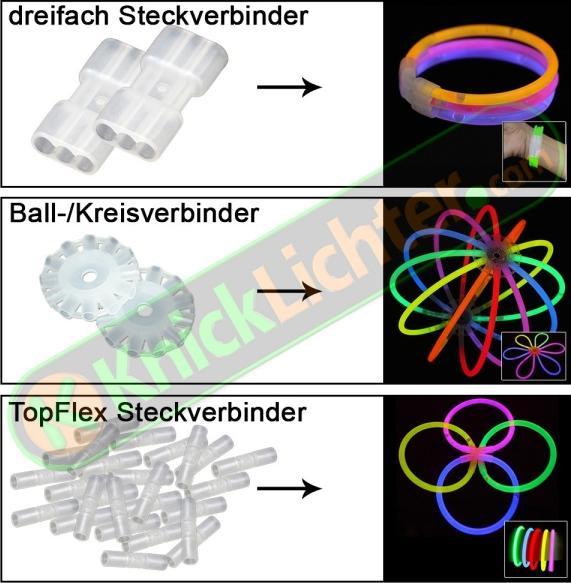 Image du produit Knicklichter 100 bras lumineux en BLEU avec connecteurs TopFlex ultra-flexibles inclus