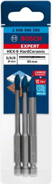 Produktbild Bosch Professional Zubehör EXPERT HardCeramic HEX-9 Bohrer-Set, 5/6/8 mm, 3-tlg. (6 mm, 5 mm, 8 mm)