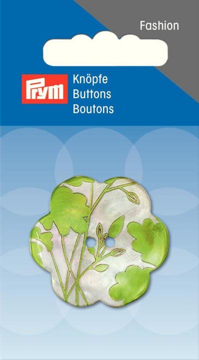 Image du produit Prym Bouton 2 trous fleur nacré, vert/argenté 34 mm, carte 1 pc.