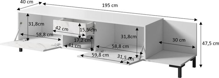 Produktbild Cama Marmo (195 x 40 x 47.5 cm)