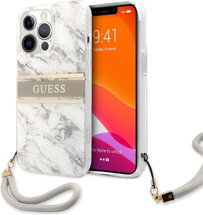 Image du produit Guess Couverture rigide Marble Stripe avec sangle (Apple iPhone 13 Pro Max)