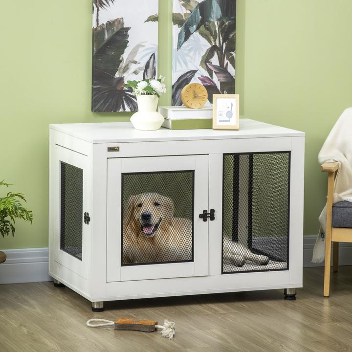 Produktbild PawHut Hundekäfig mit Tischplatte und 2 Türen (Hundehütte)