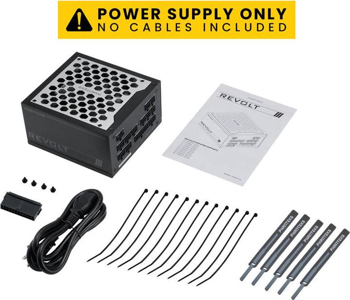 Actual product image Phanteks Revolt 1000W Platinum, ATX 3.0, PCIe 5.0, fully modular - 1000 Watt, black (1000 W)