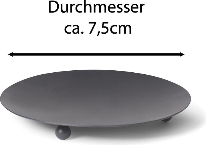 Actual product image Novaliv 2pcs Candlestick 3 Feet BLACK 7,5cm Candle Plate Candle Holder Decorative Plate Round
