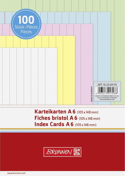 Immagine prodotto Schede di indice (A6, 180 g/m², 100 x)