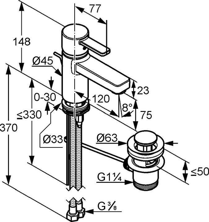 Actual product image Kludi Zenta XL basin mixer (tap) durable, bathroom mixer chrome