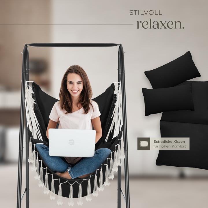 Immagine prodotto tectake Sedia sospesa Alison, stile boho, capacità di carico 160kg (160 kg)