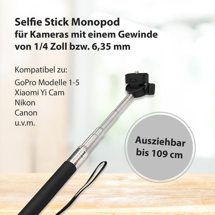 Produktbild Hermex Selfie Stick Monopod mit Mount Adapter Verlängerungsstab Griff