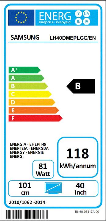 Energy Label Samsung Dm40e (1920 x 1080 pixels, 40")