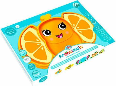 Actual product image Kids Euroswan Frootimals silicone plate OrangieFly orange non-slip
