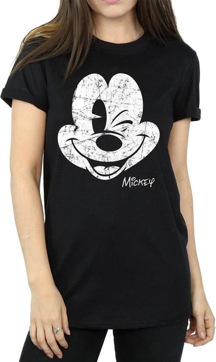 Disney Womens/Ladies Mickey Mouse Distressed Cotton Boyfriend T-Shirt (XL)