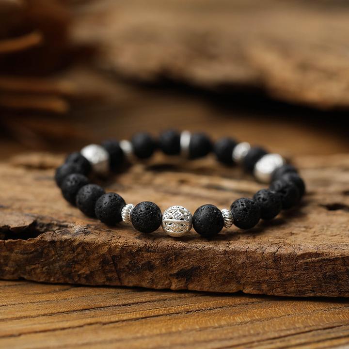 Image du produit Andreani Bracelet avec pierre de lave véritable (8 cm, Pierres, Métal)