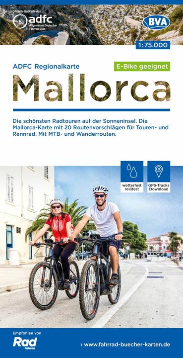 Actual product image ADFC regional map of Mallorca, 1:75,000, tear and weatherproof, GPS tracks download