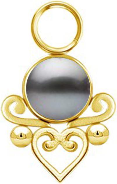 Star Piercing Anhänger vergoldet Perle schwarzs filigranes Herz (ohne Messing, Chirurgenstahl 316L)