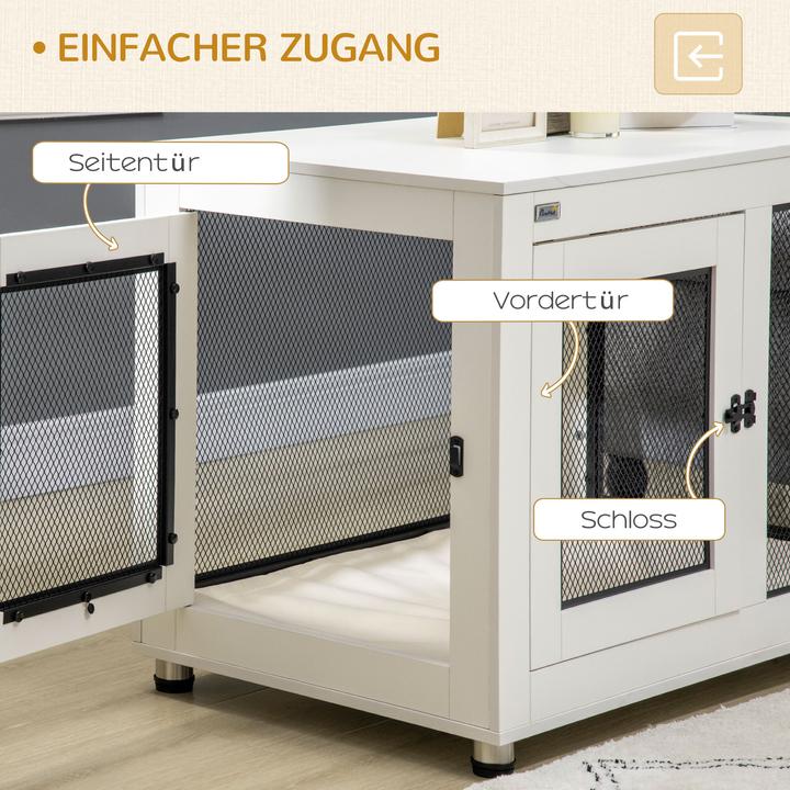Produktbild PawHut Hundekäfig mit Tischplatte und 2 Türen (Hundehütte)