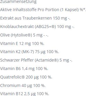 Nährwerte und Zutaten Purasana PuraCARDIO 5 in 1 Vitamin Komplex Vegetarisch (Kapseln, 16.90 g)
