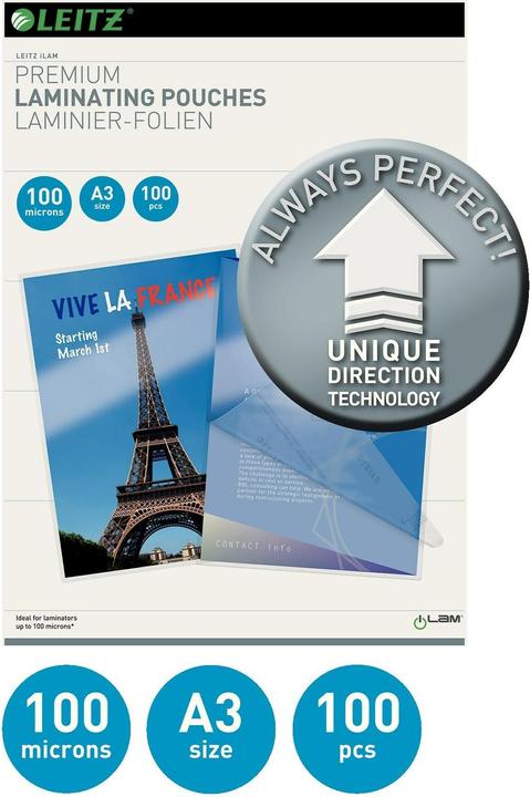 Actual product image Leitz Laminating foil (A3, 100 Piece, 100 µm)