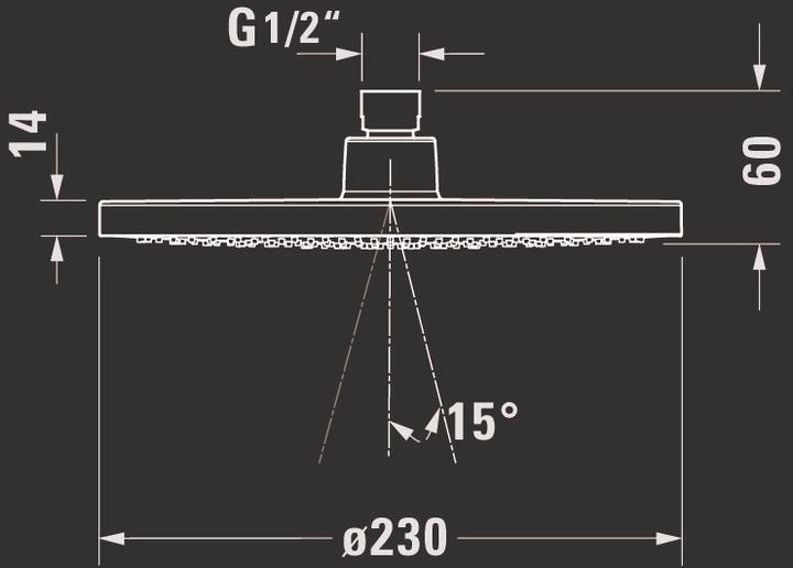 Actual product image Duravit Overhead shower 1 jet, 230 chrome / white (1 Beam types, 24 l/min)