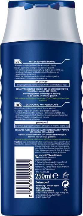 Productafbeelding NIVEA MEN Anti-Schuppen pH-Optimal (250 ml, Vloeibare shampoo)