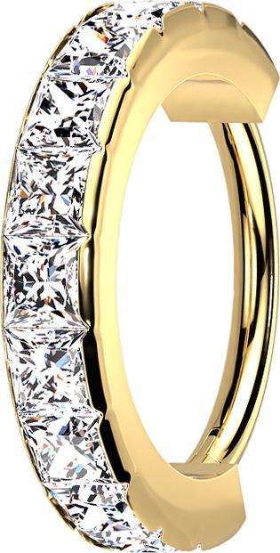 Produktbild Star Piercing Micro Segmentring klappbar vergoldet seitlich quadratische Kristalle silber (ohne Messing, Chirurgenstahl 316L)