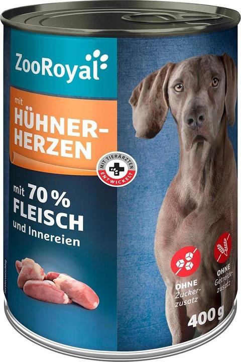 Immagine prodotto Zooroyal Cibo umido per cani con cuori di pollo (Adulto, 6 pz., 2400 g)
