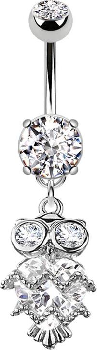 Immagine prodotto Star Piercing Ciondolo a forma di banana in argento con gufo in cristallo (Ottone, Acciaio chirurgico 316L)