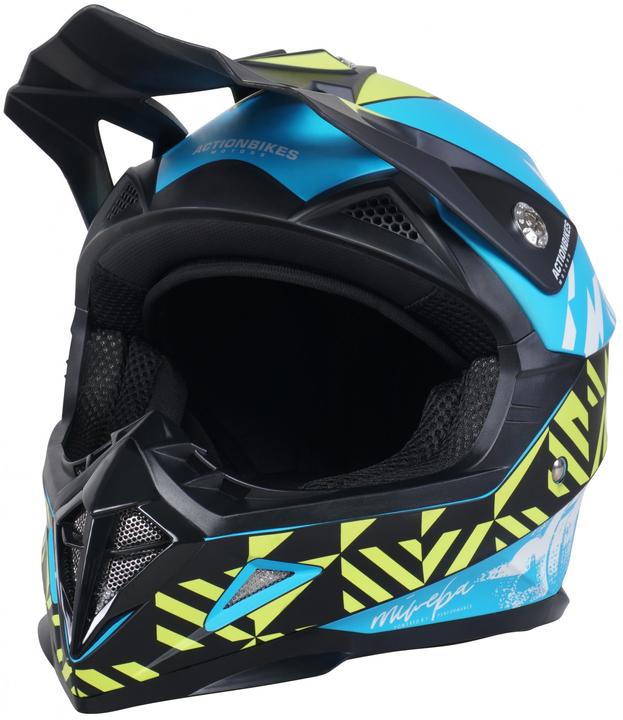 Produktbild Actionbikes Motors Kinder Cross Helm ECE R22-05-Norm Kinderhelm Motorradhelm Quadhelm Crosshelm (Blau S (55-56cm))