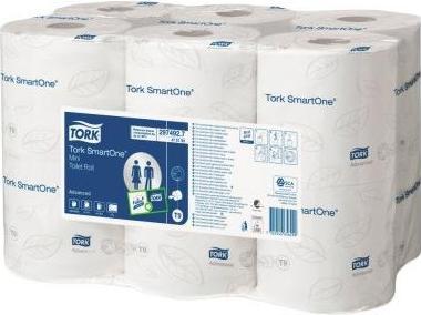 Image du produit Tork 472193 Papier hygiénique Lotus SmartOne mini tissue blanc 620 feuilles # 297492, 12 rouleaux/boîte (12 x)