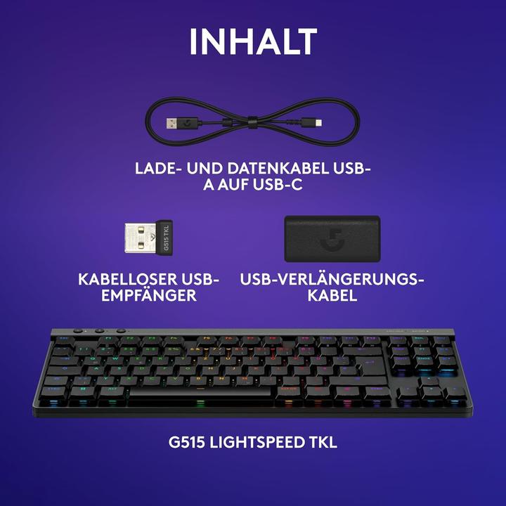 Image du produit Logitech G515 Lightspeed TKL (DE, Sans fil, Filaire)