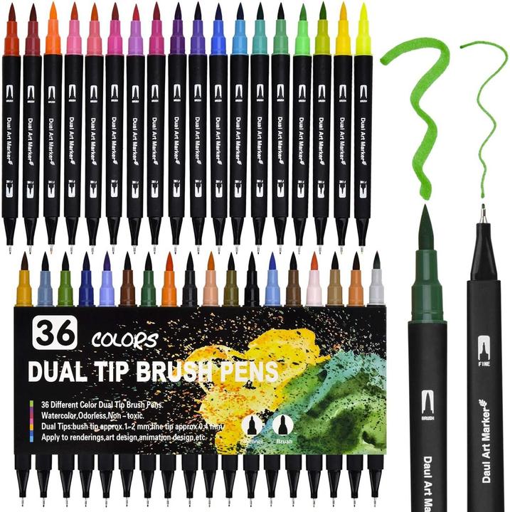 Actual product image I Am Creative Double-tip Dual Brush Pen (Colored, 36 x)