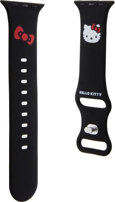 Produktbild Hello Kitty Pasek HKAWMSCHBLK Apple Watch 38/40/41mm czarny/black strap Silicone Kitty Head (Silikon, Stahl)