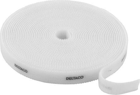 Actual product image Deltaco cardboard ribbon pa rulle bredd 10mm 5m vit (Velcro cable ties, 5000 mm, 1 pcs.)