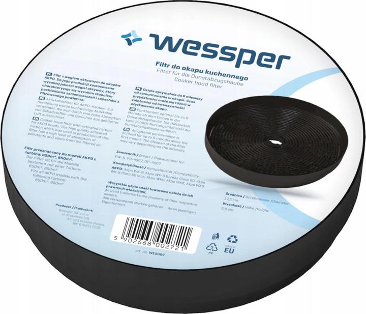 Actual product image Wessper Charcoal filter for the AKPO WK-6 WK-8 WK-9 bonnet