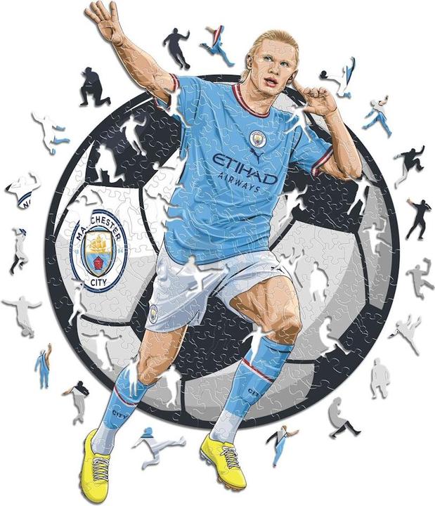 Actual product image Iconic Man City FC - Erling Haaland - Wooden Puzzle Size S (150 pieces) (150 pieces)