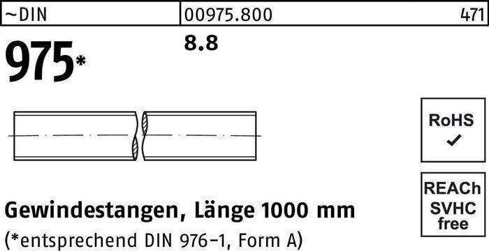 Actual product image Threaded rod DIN 975 M 52 x 1000mm 8.8