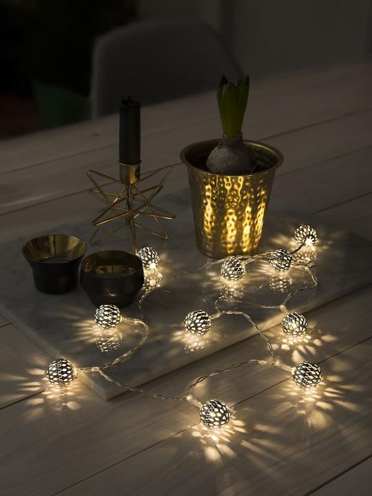 Image du produit Konstsmide Guirlande lumineuse décorative LED, petites boules métalliques rouges (1.20 m)